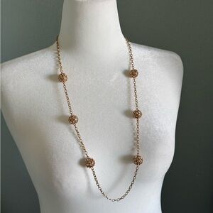 J. Crew Gold Crystal Ball Bauble Long Necklace